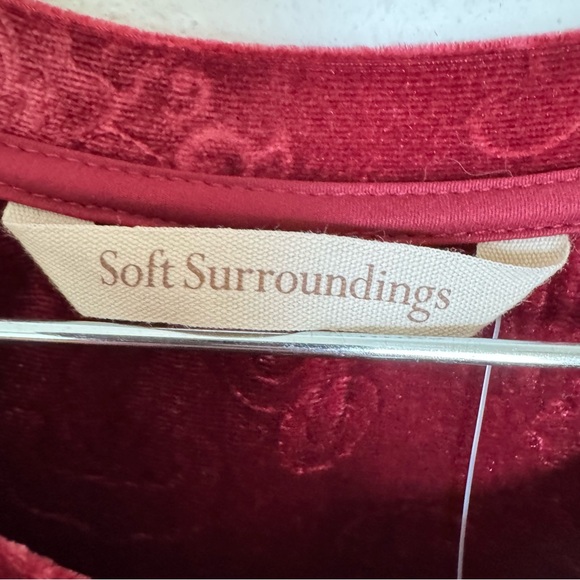 Soft Surroundings velvet ‎ Rich Red Long Sleeve Dress NWT Holiday Fall Ready - Picture 4 of 12